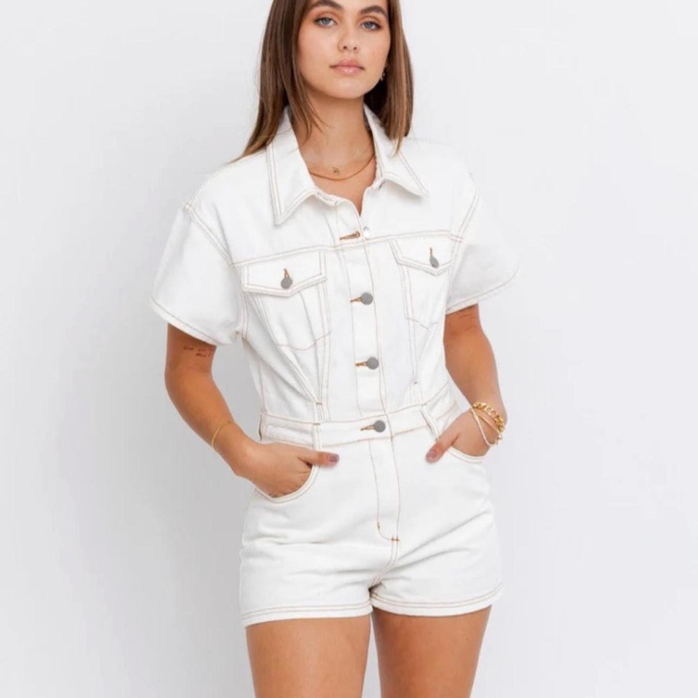 Zara Off-White Denim romper